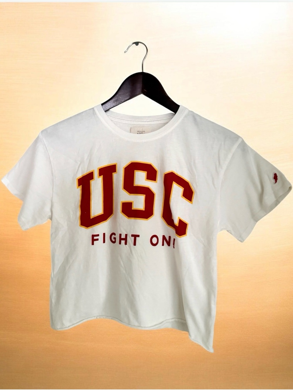 Top White USC "Fight On" White Graphic Tee Size S